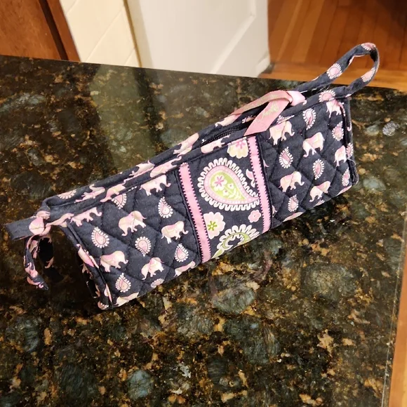 Vera Bradley Paisley & Pink Elephant Quilted Cosmetic Case - Picture 2 of 5